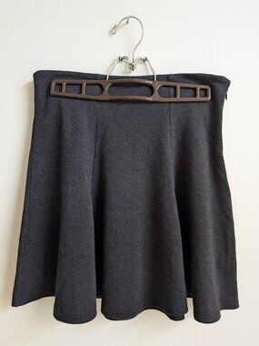 Apricot size 8 soft cotton circle flare mini skirt herringbone dark grey black
